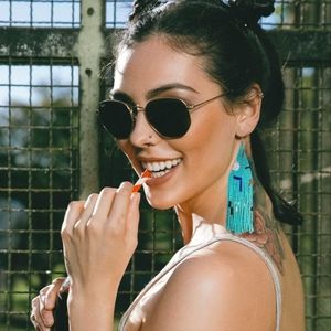 Handmade Beaded Colorful Fringe Earrings in 90s Geometric Pattern